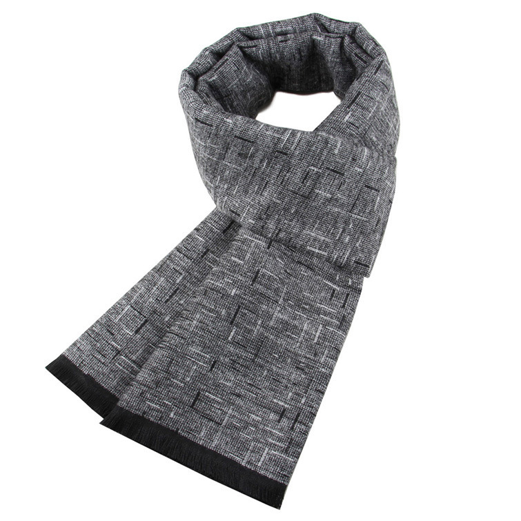 Winter men's scarf middle-aged hemp gray scarf thickened warm flannelette fringe scarf neck