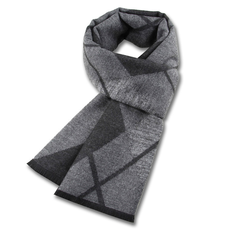 Winter men's scarf middle-aged hemp gray scarf thickened warm flannelette fringe scarf neck
