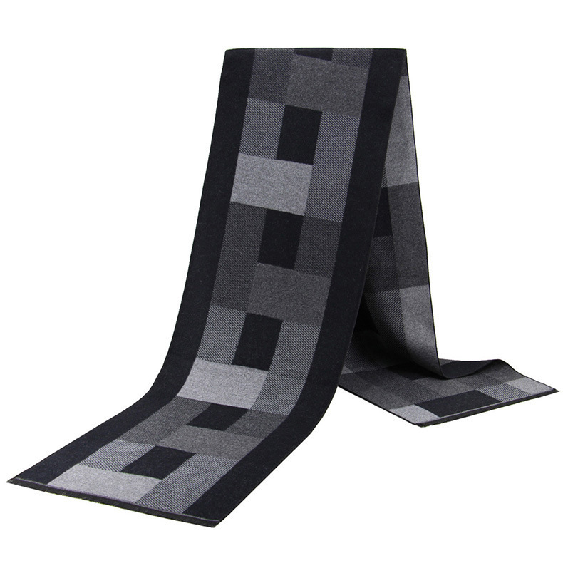 Winter men's scarf thickened warm checkered new scarf men's twill collar classic everything