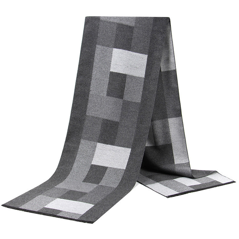 Winter men's scarf thickened warm checkered new scarf men's twill collar classic everything