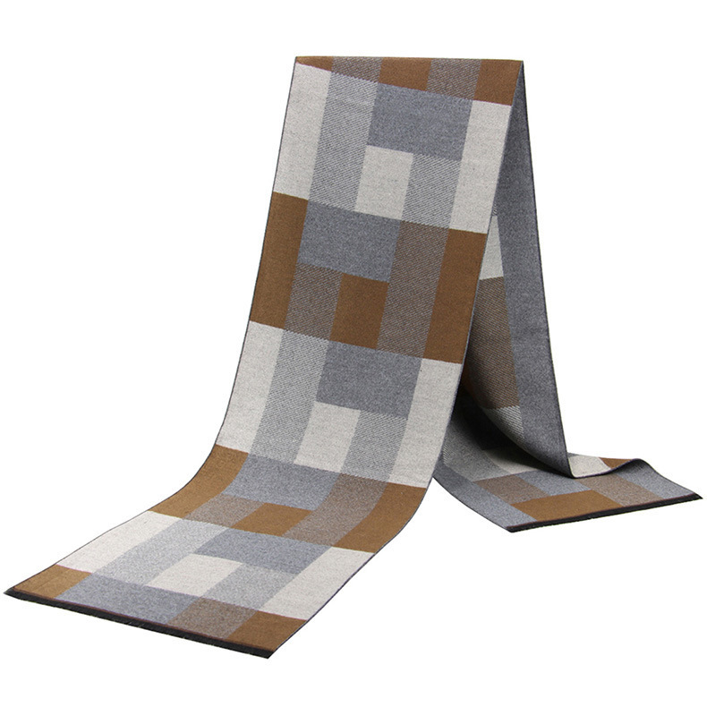 Winter men's scarf thickened warm checkered new scarf men's twill collar classic everything