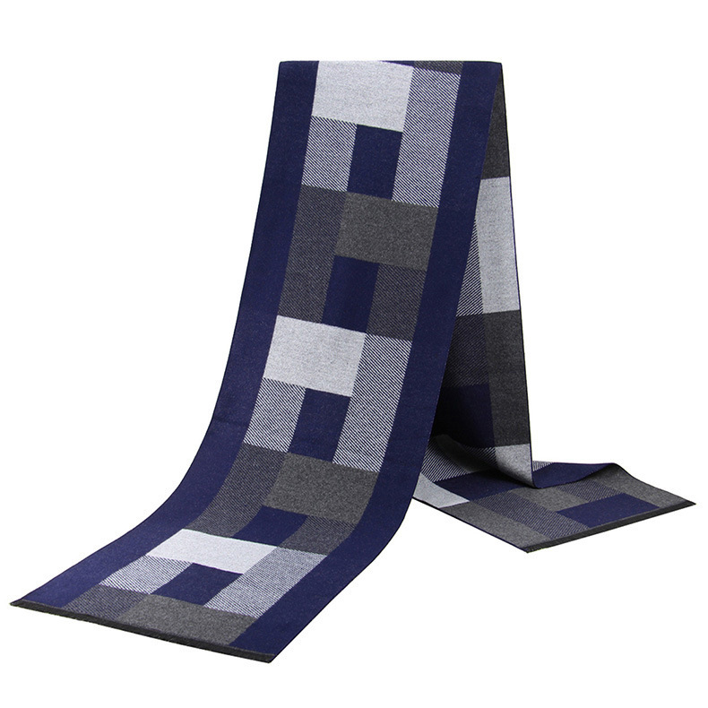 Winter men's scarf thickened warm checkered new scarf men's twill collar classic everything