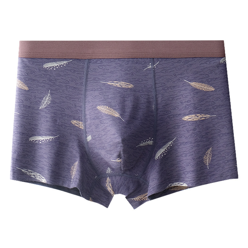 Cotton men's underwear plus size seamless high-waisted printed four-corner breathable boxers