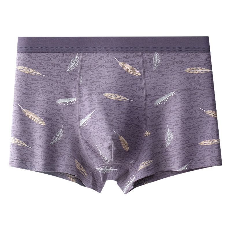 Cotton men's underwear plus size seamless high-waisted printed four-corner breathable boxers