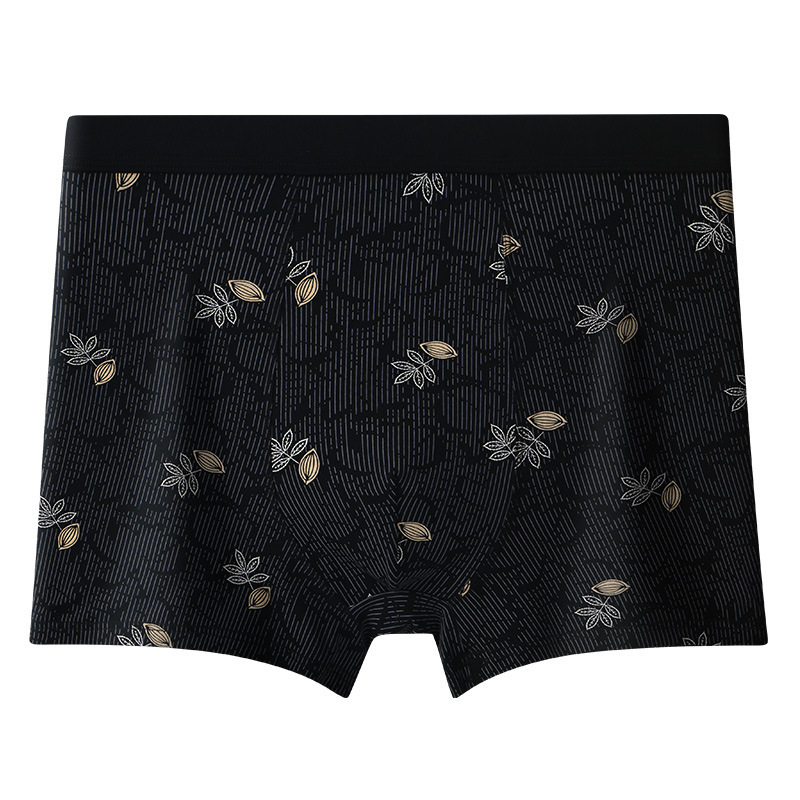 High waist deep crotch men's underwear Modal plus size loose square print comfortable boxer shorts