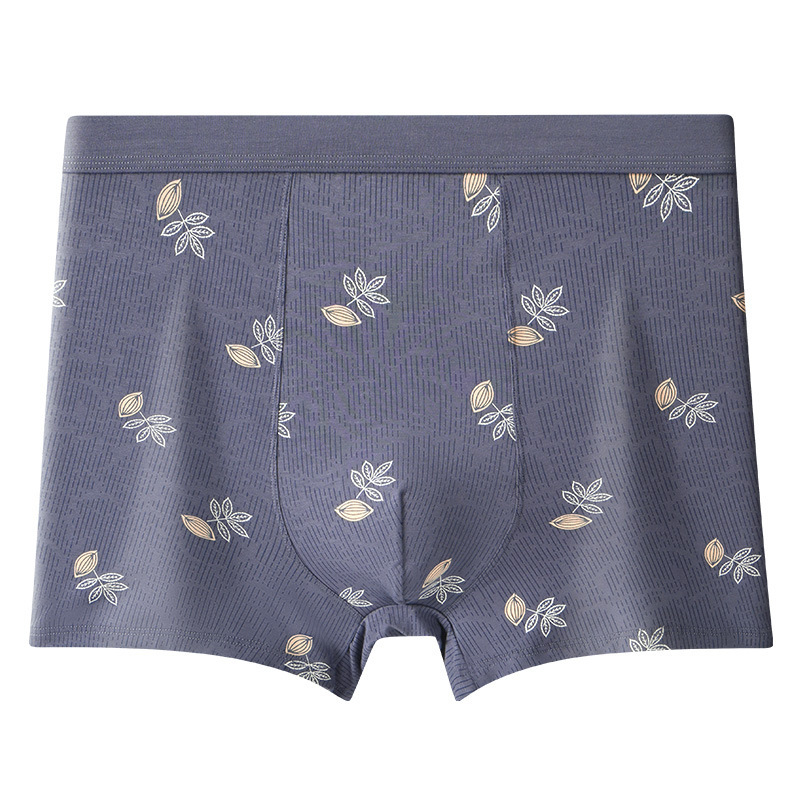 High waist deep crotch men's underwear Modal plus size loose square print comfortable boxer shorts