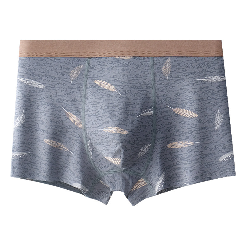 Cotton men's underwear plus size seamless high-waisted printed four-corner breathable boxers