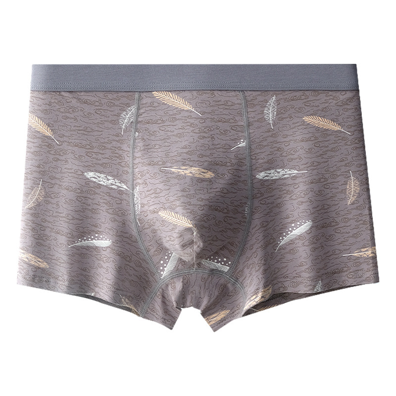 Cotton men's underwear plus size seamless high-waisted printed four-corner breathable boxers