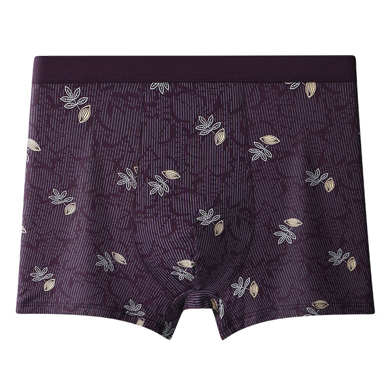 High waist deep crotch men's underwear Modal plus size loose square print comfortable boxer shorts