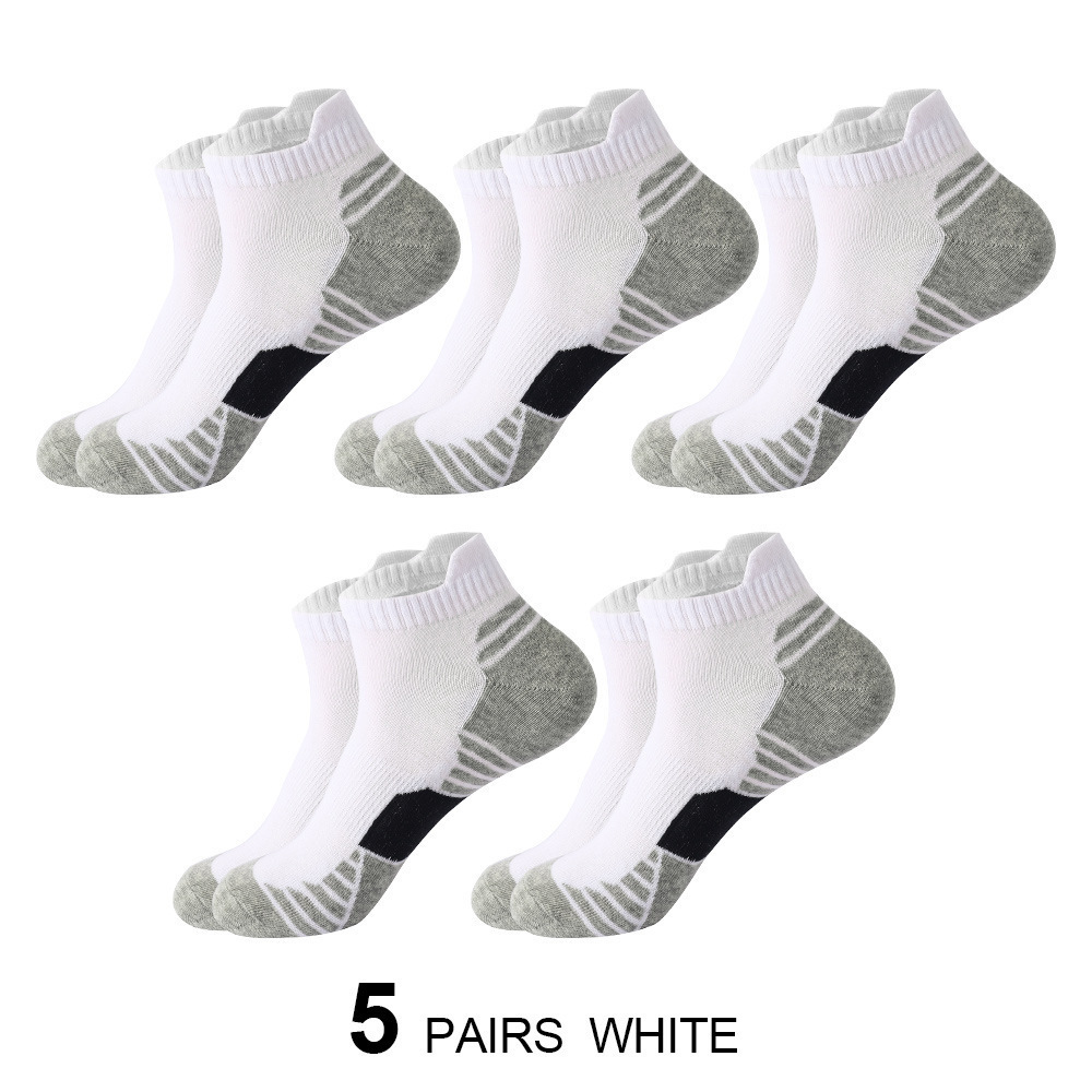 Thin men's sweat absorbent professional sports socks Ear lift Heel Protection Socks Basketball running socks (5 pairs)