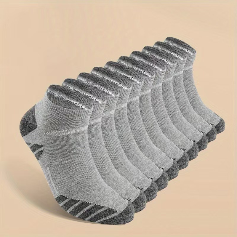 Thin Running Black, White and grey men's boat socks Breathable comfort wicking Sweat socks non-slip (5 pairs)