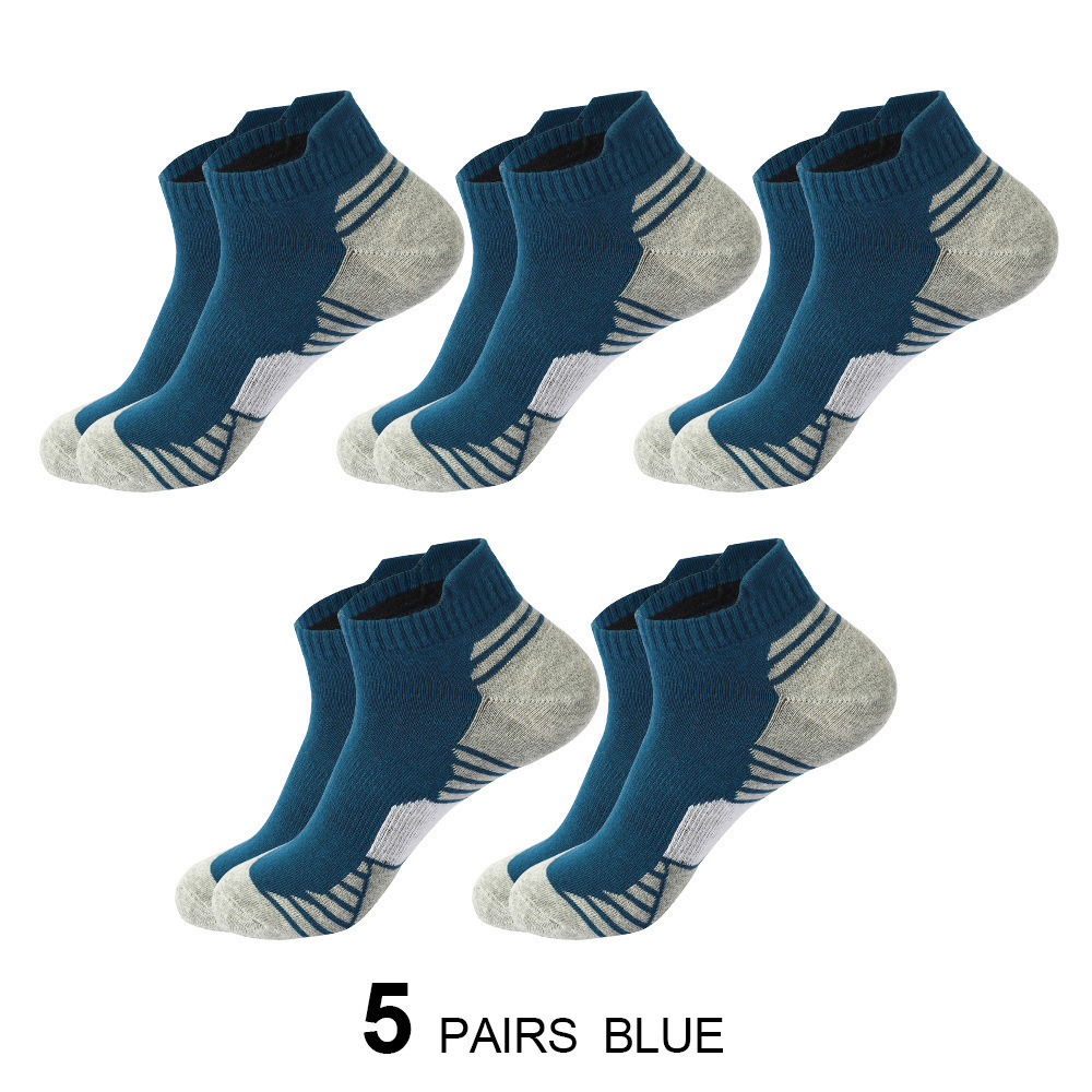Thin men's sweat absorbent professional sports socks Ear lift Heel Protection Socks Basketball running socks (5 pairs)
