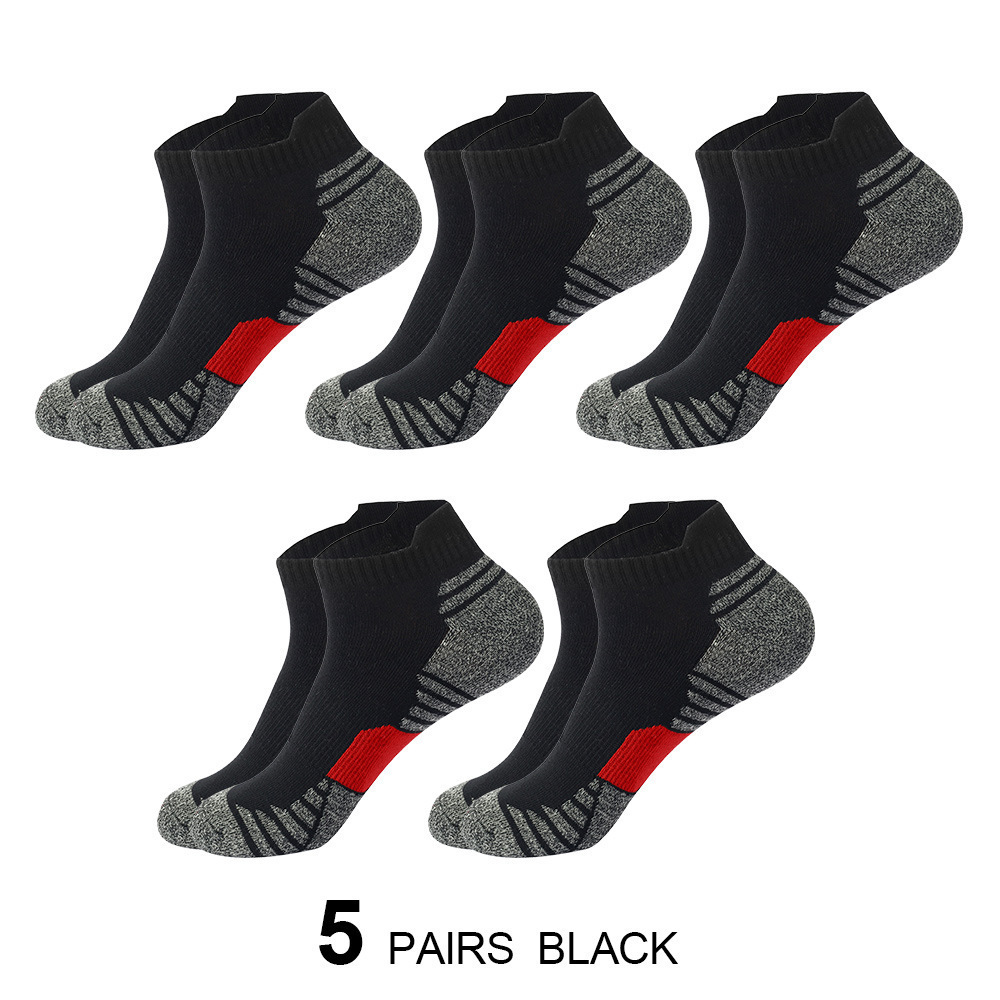 Thin men's sweat absorbent professional sports socks Ear lift Heel Protection Socks Basketball running socks (5 pairs)