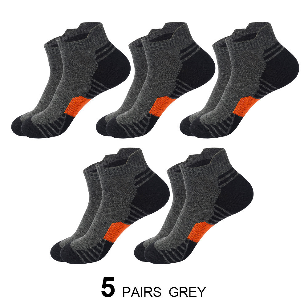 Thin men's sweat absorbent professional sports socks Ear lift Heel Protection Socks Basketball running socks (5 pairs)