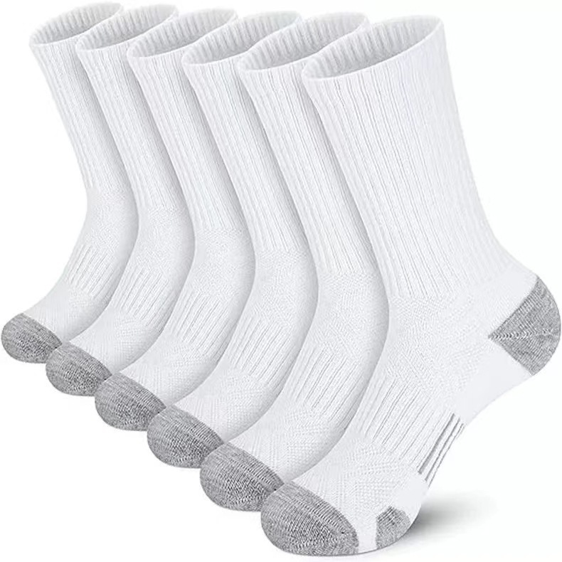 Big and thin basketball mid-tube Socks Spring and Summer Men's White Long tube Professional sports socks (3 pairs)