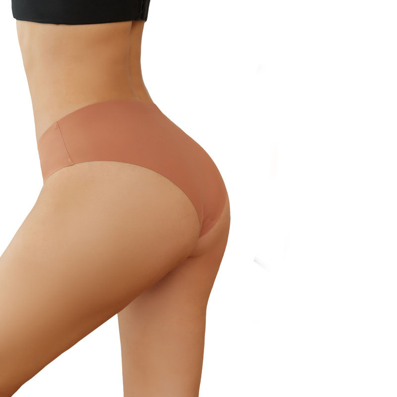 Women's simple cotton crotch briefs Breathable ice silk seamless low waist comfortable underwear