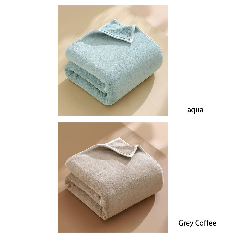 Velvet coral household water absorption is not easy to lose hair men's and women's large bath towel beach towel(2 packs)