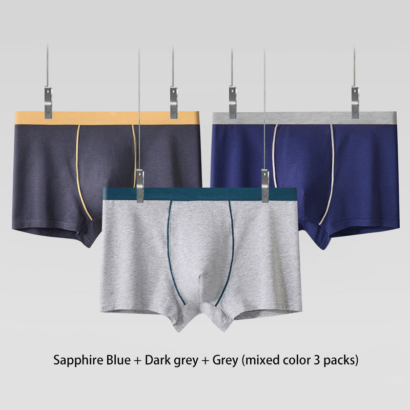 Men's elastic cotton countercolor boxers Breathable and comfortable high elastic trend mid-waist boxers (3-6 pieces)