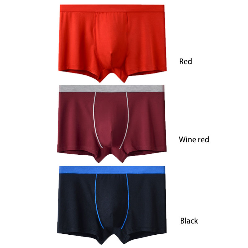 Men's elastic cotton countercolor boxers Breathable and comfortable high elastic trend mid-waist boxers (3-6 pieces)