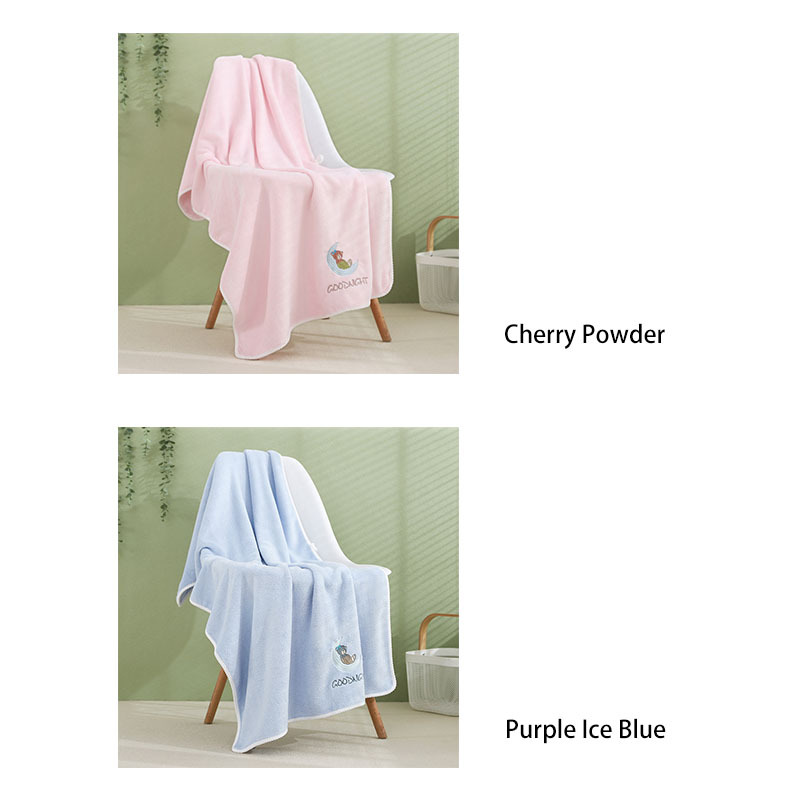 Coral velvet bath towel no hair off embroidered large bath towel Thick Wrap Super absorbent beach towel (2 packs)