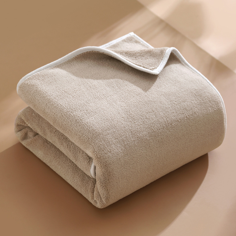 Velvet coral household water absorption is not easy to lose hair men's and women's large bath towel beach towel(2 packs)