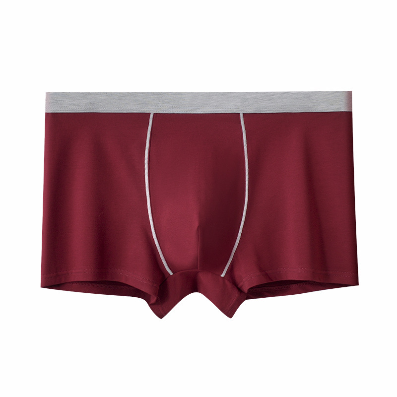 Men's elastic cotton countercolor boxers Breathable and comfortable high elastic trend mid-waist boxers (3-6 pieces)