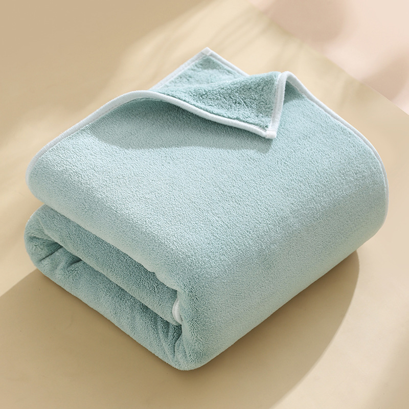 Velvet coral household water absorption is not easy to lose hair men's and women's large bath towel beach towel(2 packs)
