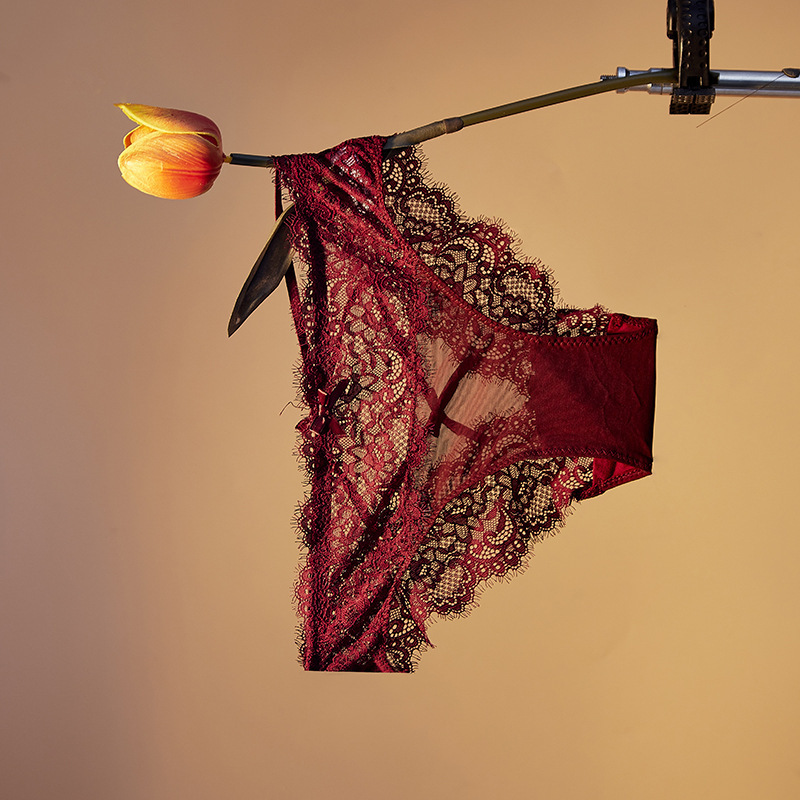 Low-rise sexy lace sexy Women's Panties Cross Thong Breathable seductive women's panties (3 packs)