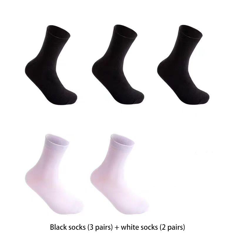 Large size men's socks Cotton comfortable breathable elastic good mid-tube men's socks (5 pairs)