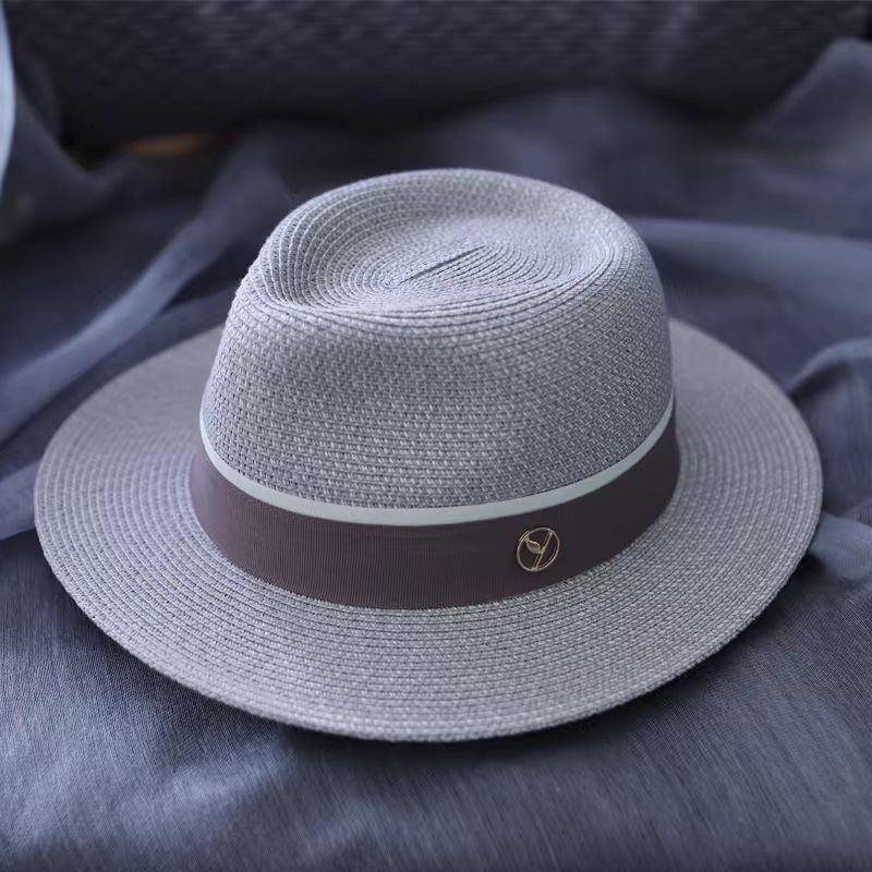 New men's and women's straw hats summer beach sunblock hat face UV protection jazz hat
