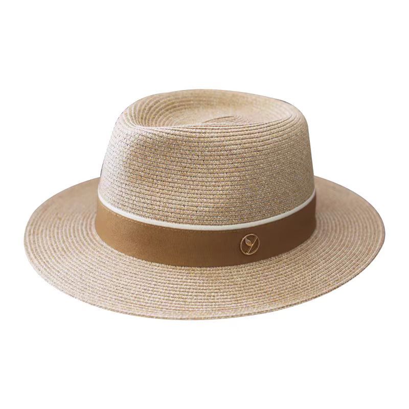 New men's and women's straw hats summer beach sunblock hat face UV protection jazz hat