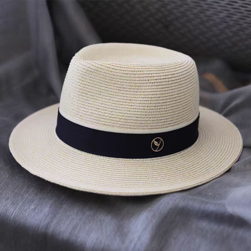 New men's and women's straw hats summer beach sunblock hat face UV protection jazz hat
