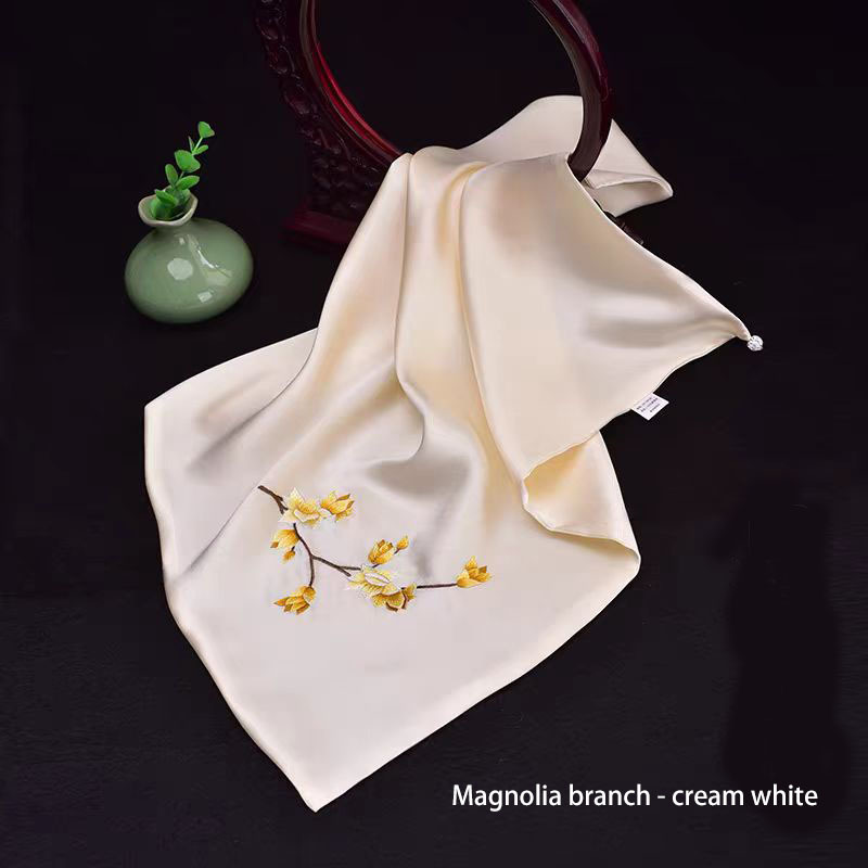 Chinese style Shu embroidery handmade embroidery silk small square scarf mulberry silk scarf scarf holiday gift
