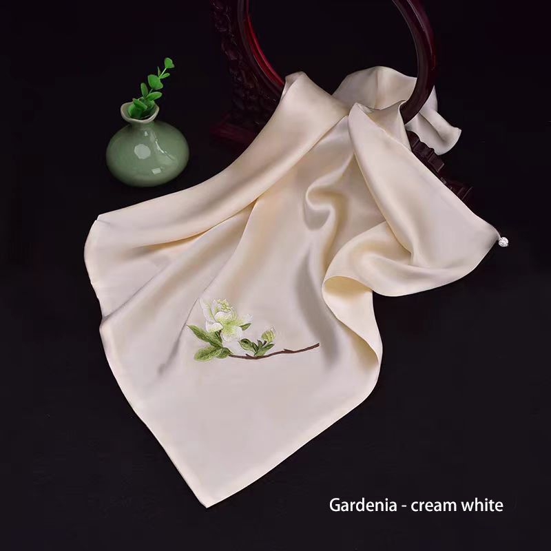 Chinese style Shu embroidery handmade embroidery silk small square scarf mulberry silk scarf scarf holiday gift
