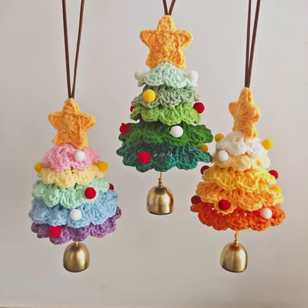 Christmas Tree Car Pendant Decoration Handmade Yarn Hook Weaving Indoor Scene Decoration Gift