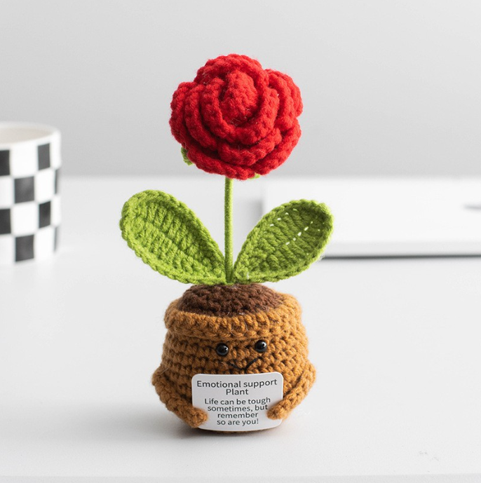 Positive energy, positive cards, sunflower bouquets, potted plants, handmade crochet yarn, flower potted ornaments, gifts