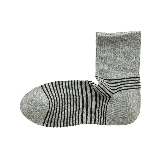 Japanese style unprinted men's right angle long socks with good quality stripes, autumn and winter thick socks, high cotton content long tube socks, boneless and warm