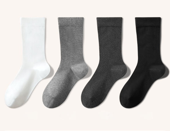 100% cotton men's pure cotton mid tube socks black and white all cotton sweat absorbing and odor proof