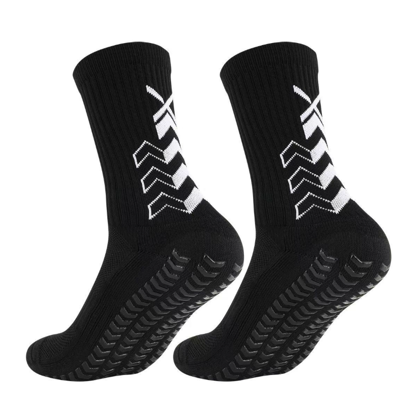 Professional sports socks for men, elite shock-absorbing adhesive anti slip middle tube, breathable towel bottom, football socks(2 pairs）