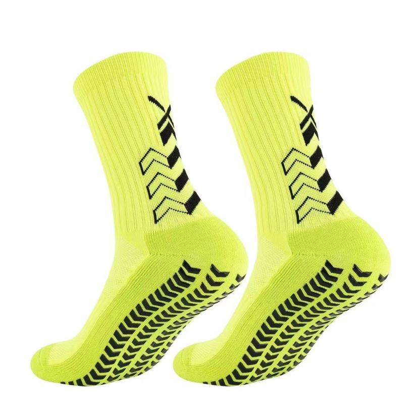 Professional sports socks for men, elite shock-absorbing adhesive anti slip middle tube, breathable towel bottom, football socks(2 pairs）