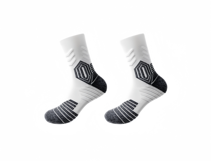 Practical professional basketball socks, mid tube men's autumn and winter towel bottom, badminton sports running socks, anti slip long tube, odor proof（3 pairs）