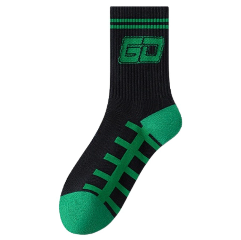 Sports basketball socks men's mid tube spring and autumn all cotton anti odor and sweat absorbing running socks for teenagers, boys, and students（5 pairs）