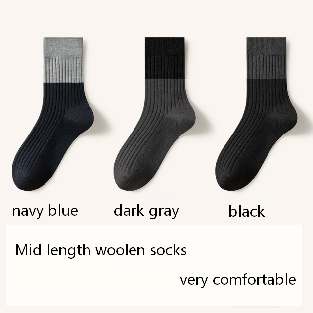 41.3% Merino wool socks men's autumn and winter warm mid tube socks 10A antibacterial and odor proof thick cashmere socks