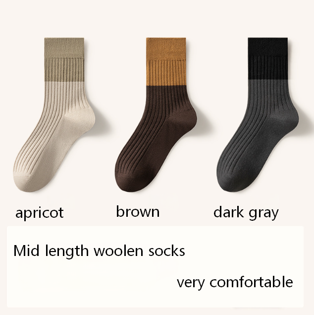 41.3% Merino wool socks men's autumn and winter warm mid tube socks 10A antibacterial and odor proof thick cashmere socks