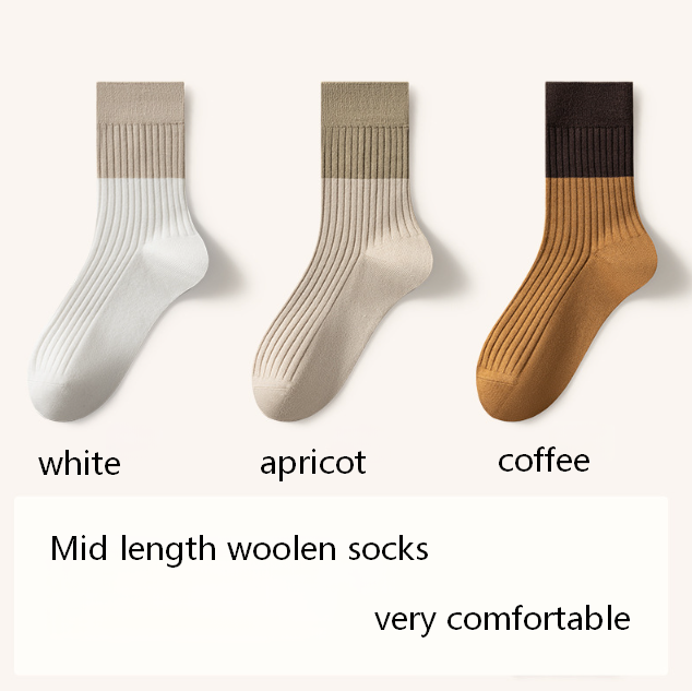41.3% Merino wool socks men's autumn and winter warm mid tube socks 10A antibacterial and odor proof thick cashmere socks