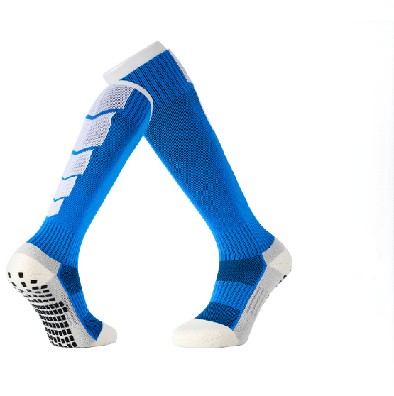 Professional football socks men's long tube socks anti slip silicone sports socks thick towel bottom practical match high tube socks (3 pairs)