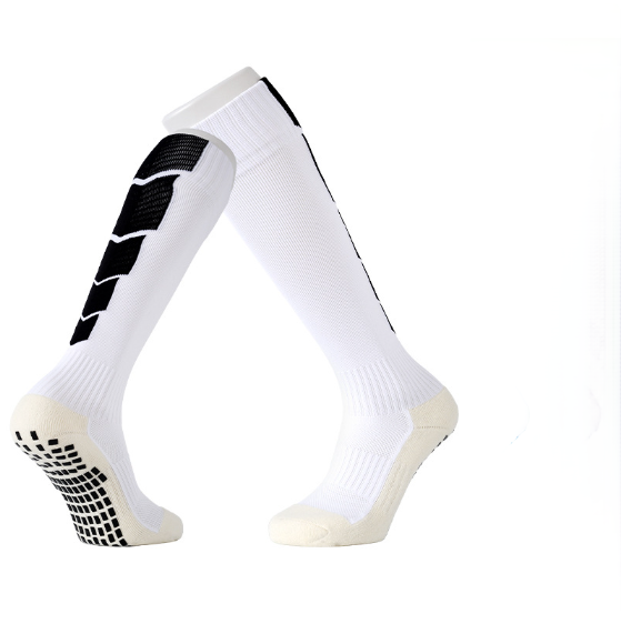 Professional football socks men's long tube socks anti slip silicone sports socks thick towel bottom practical match high tube socks (3 pairs)