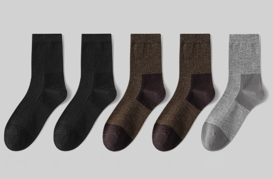 Men's wool socks, autumn and winter wool warm middle tube socks, antibacterial and deodorizing business warm and cold resistant medium and long tube socks（5 pairs)