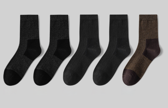 Men's wool socks, autumn and winter wool warm middle tube socks, antibacterial and deodorizing business warm and cold resistant medium and long tube socks（5 pairs)