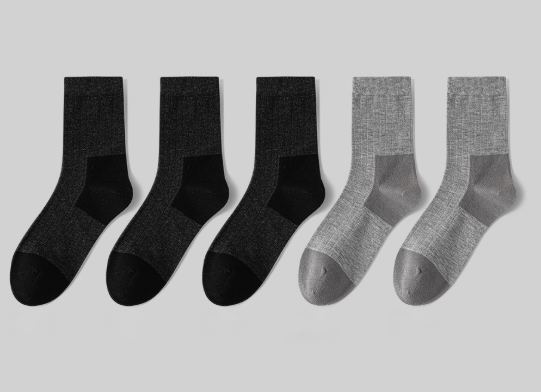 Men's wool socks, autumn and winter wool warm middle tube socks, antibacterial and deodorizing business warm and cold resistant medium and long tube socks（5 pairs)